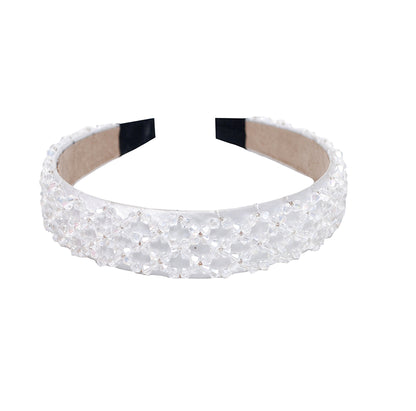 Vogue Hair Accessories Crystal Beaded Plastic Fancy Party Wedding Hairband For Girls