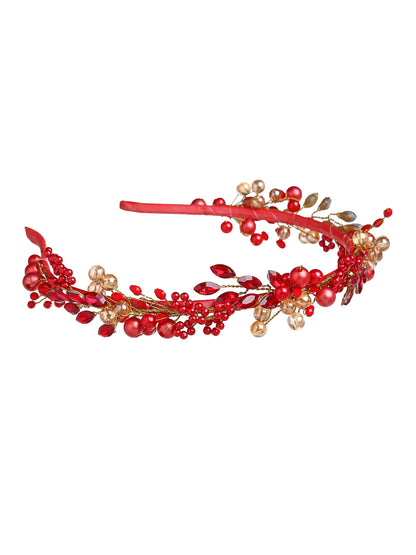 Vogue Hair Accessories Metal Handmade Crystal With Pearls Fancy Party Hairband Hair Accessories for Girls and Women