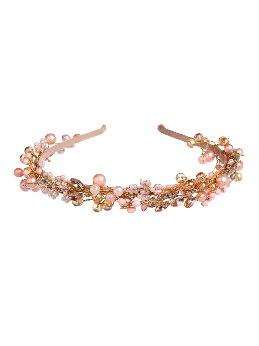 Vogue Hair Accessories Metal Handmade Crystal With Pearls Fancy Party Hairband Hair Accessories for Girls and Women