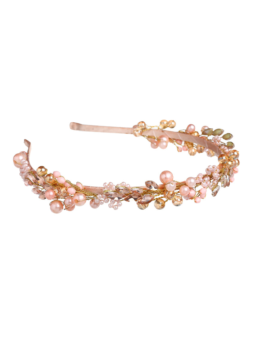 Vogue Hair Accessories Metal Handmade Crystal With Pearls Fancy Party Hairband Hair Accessories for Girls and Women