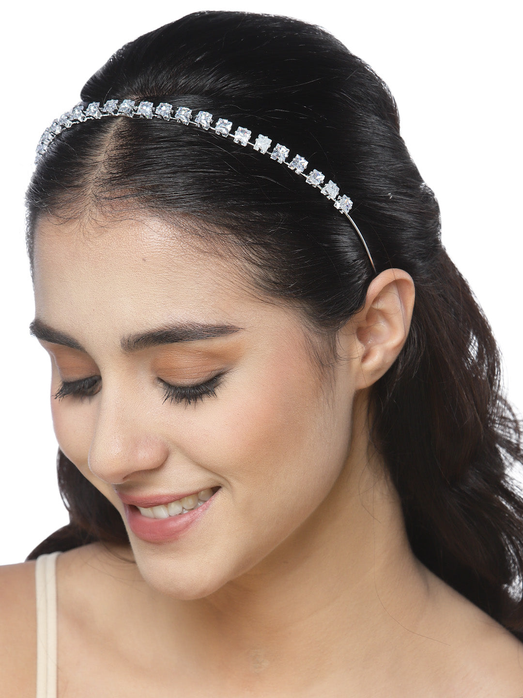 Vogue Hair Accessories Trendy Stone Silver Hairband Headband For Girls And Women