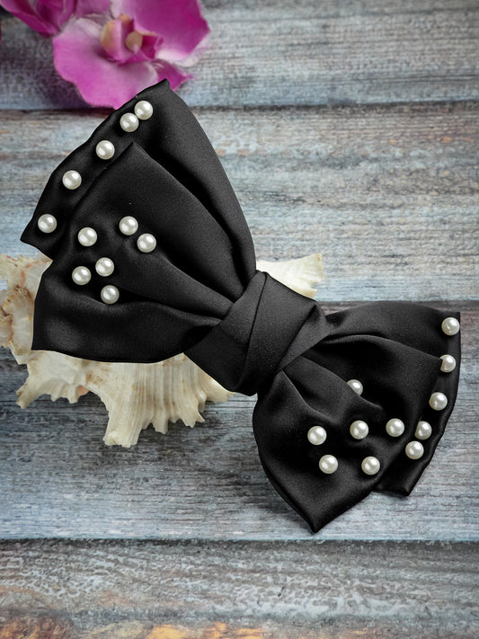 Vogue Hair Accessories Black Fancy Party Bow Hair Clip Back Clip For Girls and Women