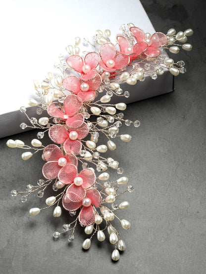 Vogue Hair Accessories Pink Net Flower Hair Accessories