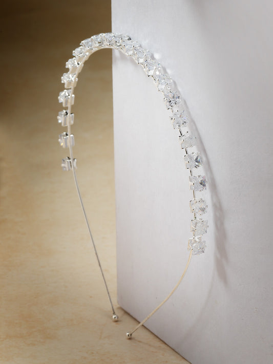 Vogue Hair Accessories Trendy Stone Silver Hairband Headband For Girls And Women