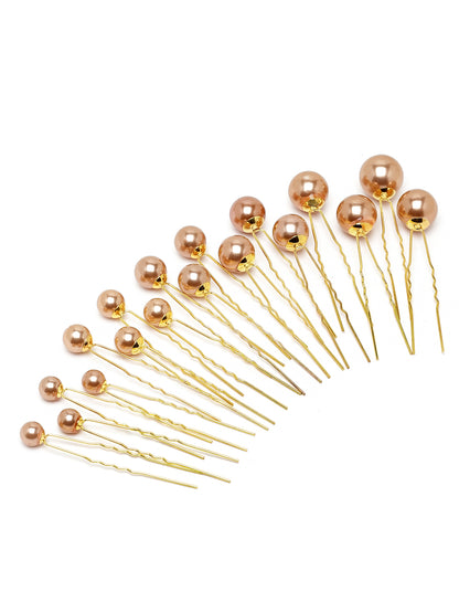 Vogue Hair Accessories Gold Pearl Hair Pins 18 Pcs