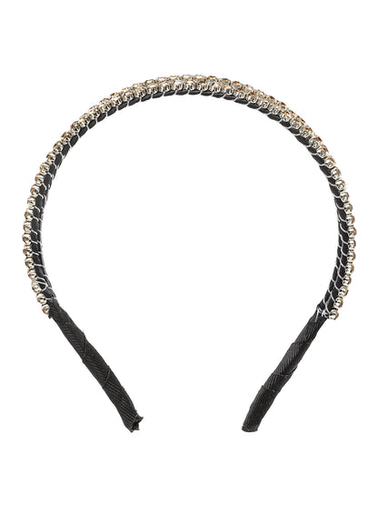 Vogue Hair Accessories Gold Handmade Tripple Line Stone Hairband