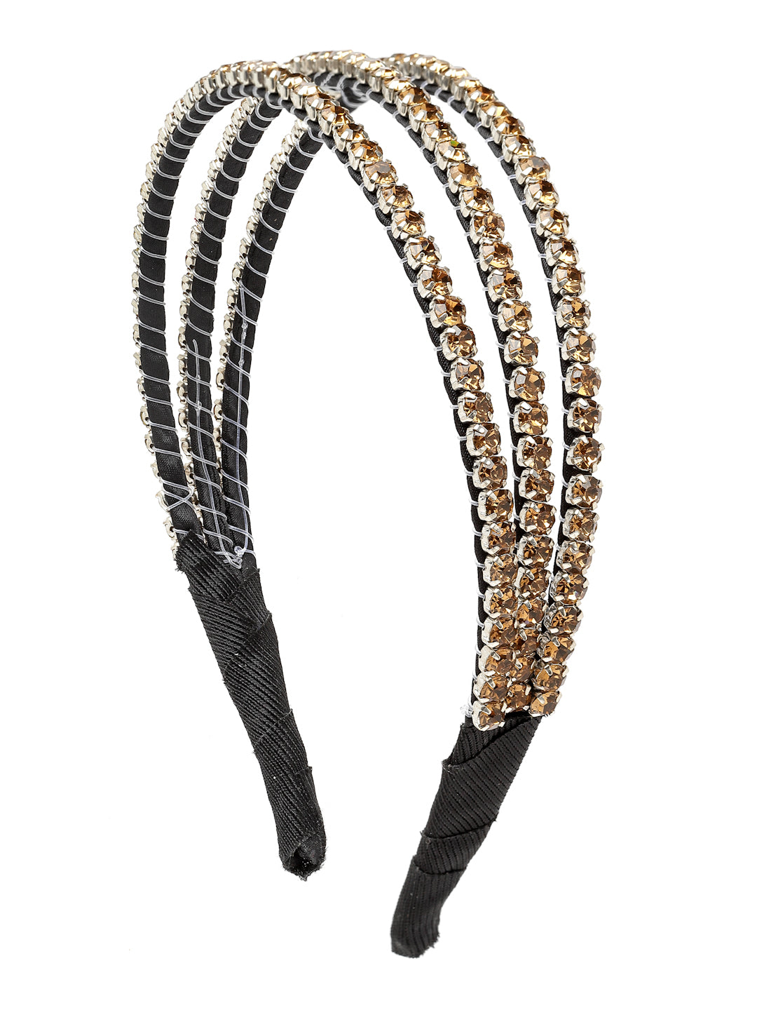 Vogue Hair Accessories Gold Handmade Tripple Line Stone Hairband