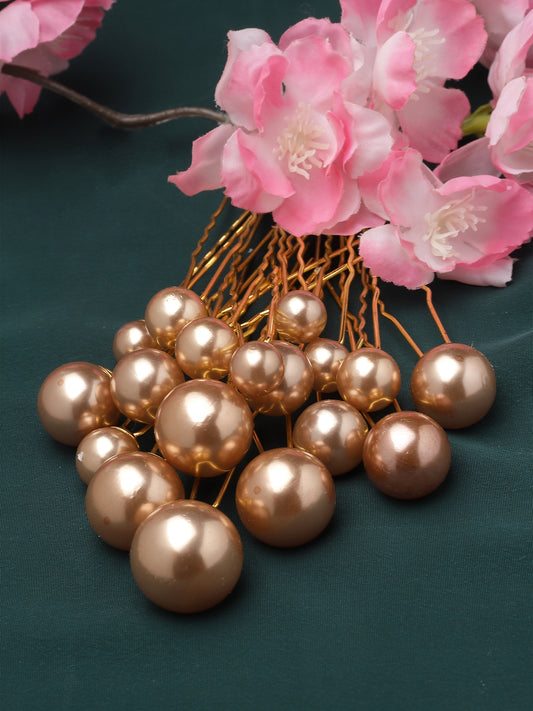 Vogue Hair Accessories Gold Pearl Hair Pins 18 Pcs